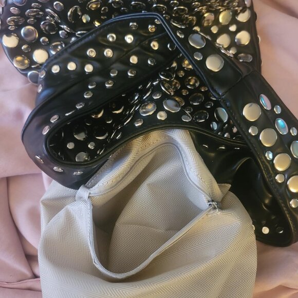 Neiman Marcus Studded Y2K Rivet Hobo Bucket Purse - Picture 7 of 8